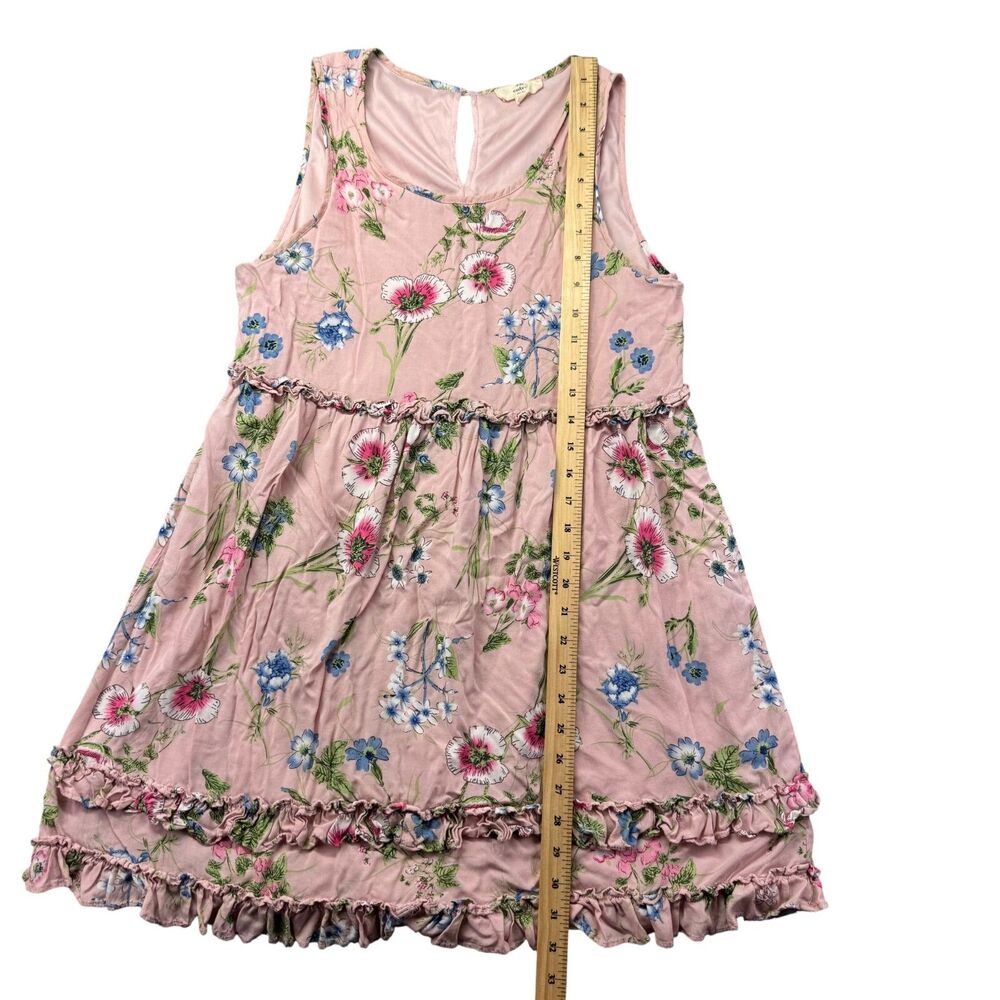 Entro Dress Women's Medium Pink Sleeveless Floral Midi Ruffled Lined Bohemian - Picture 6 of 11
